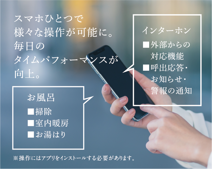 スマホひとつで様々な操作が可能に。